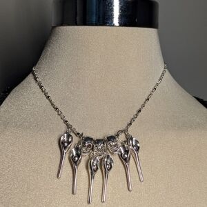 *New* 925 Sterling Chain with Skull and Spoons Pendant Choker Necklace